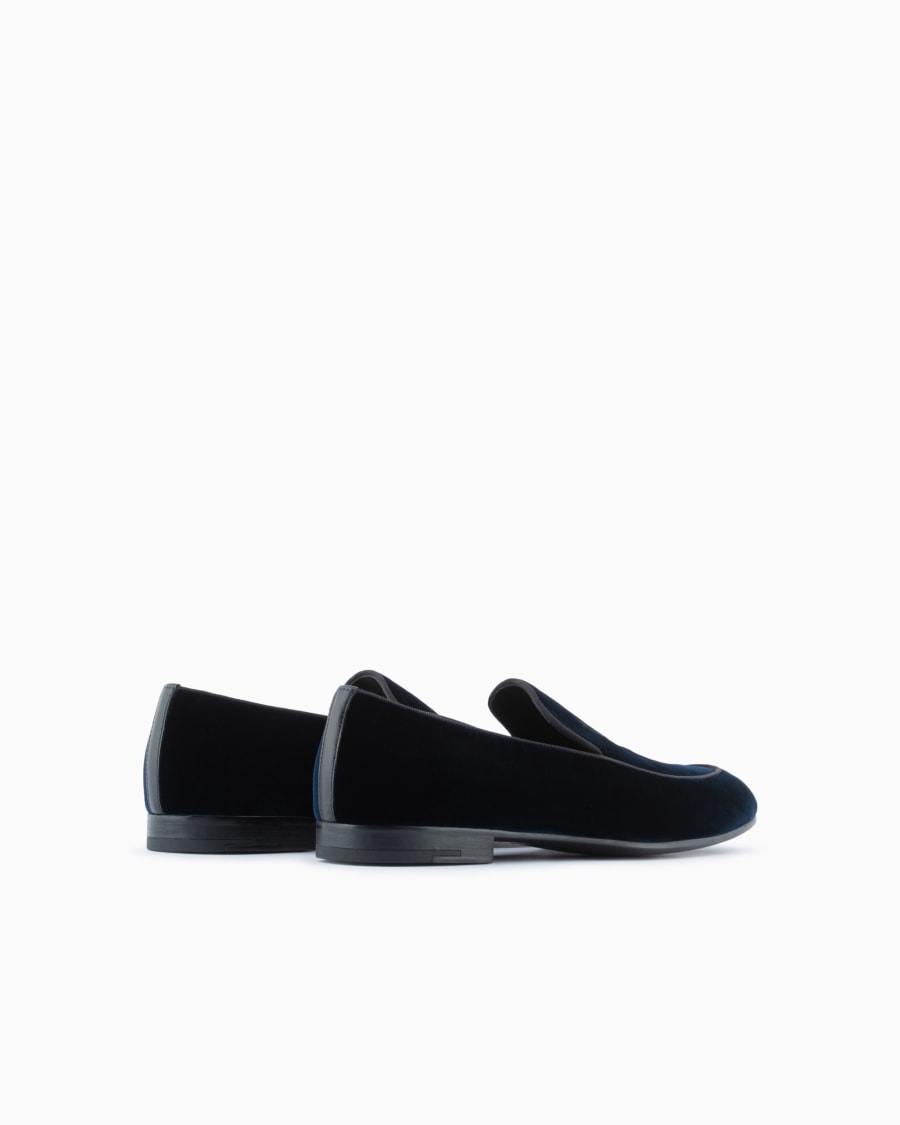 The world of armani MOCASSINI IN VELLUTO CON LOGO RICAMATO Outlet