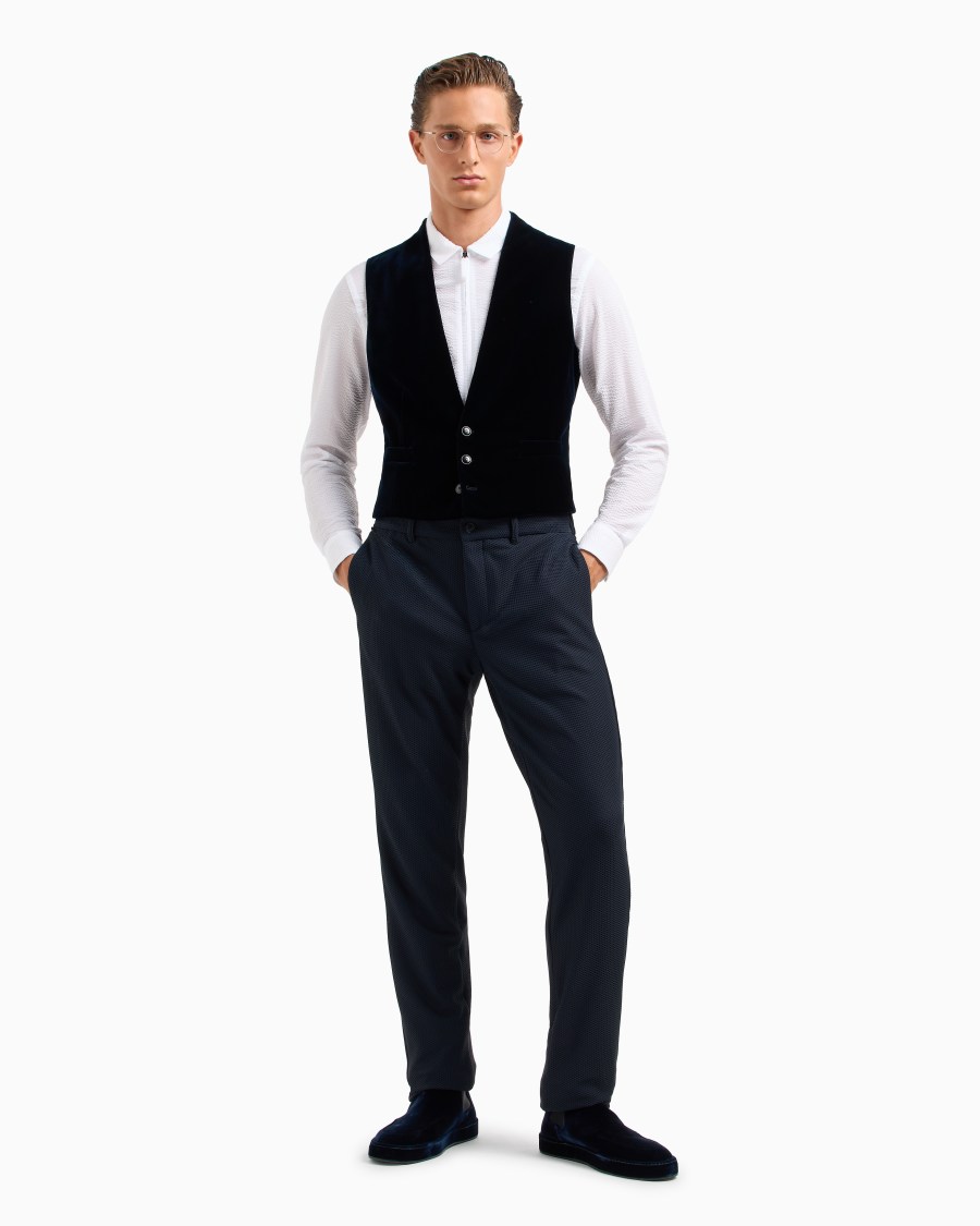 The world of armani CAMICIA SLIM FIT CON ZIP IN COTONE SEERSUCKER In Vendita