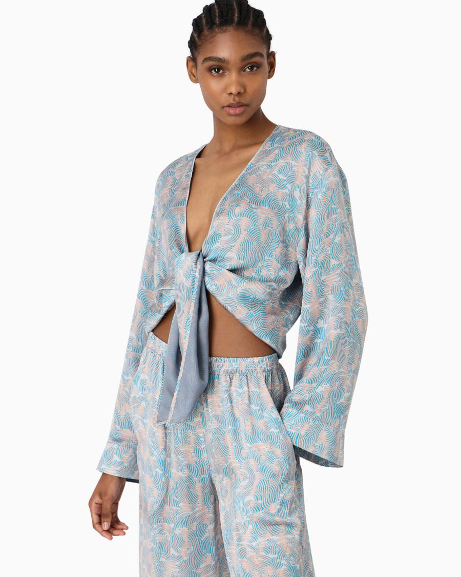 The world of armani CAMICIA DA ANNODARE IN SETA STAMPATA In Saldo