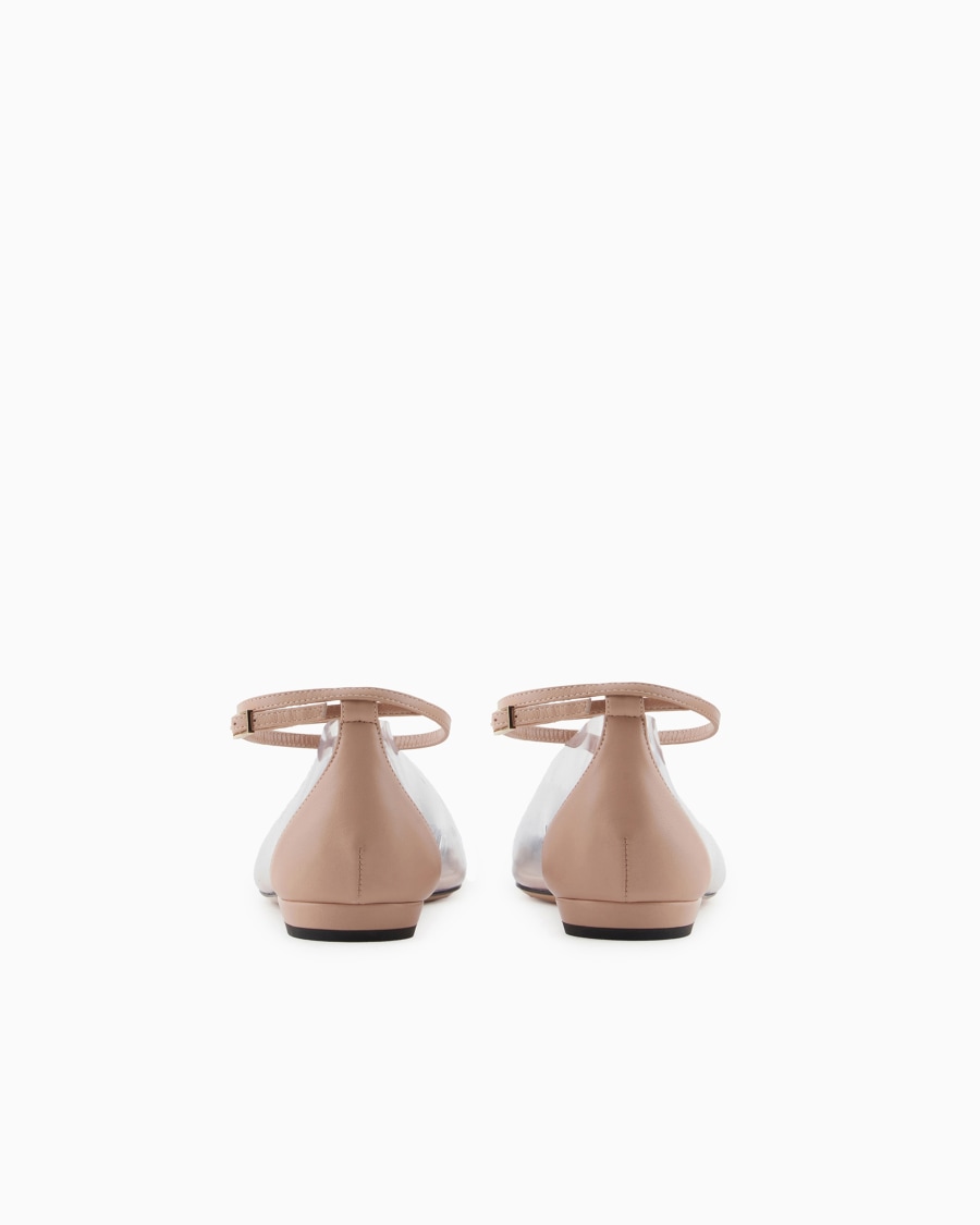 The world of armani BALLERINE CON CINTURINO IN NAPPA PVC E VELLUTO Nuova