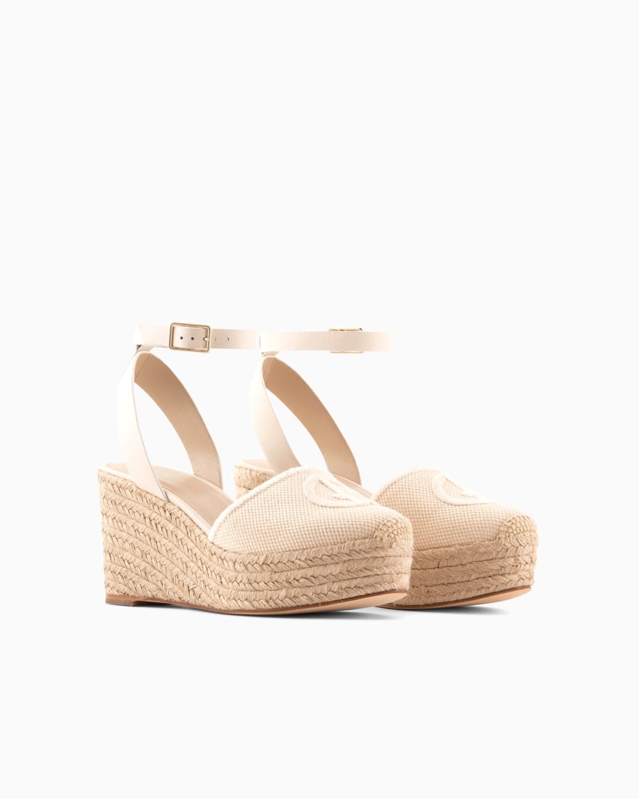 The world of armani ESPADRILLAS IN COTONE CON ZEPPA E LOGO RICAMATO Negozio online di fabbrica