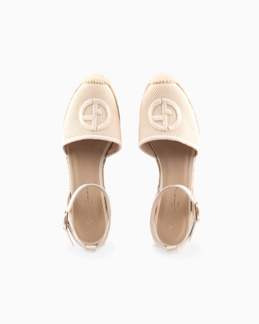 The world of armani ESPADRILLAS IN COTONE CON ZEPPA E LOGO RICAMATO Negozio online di fabbrica