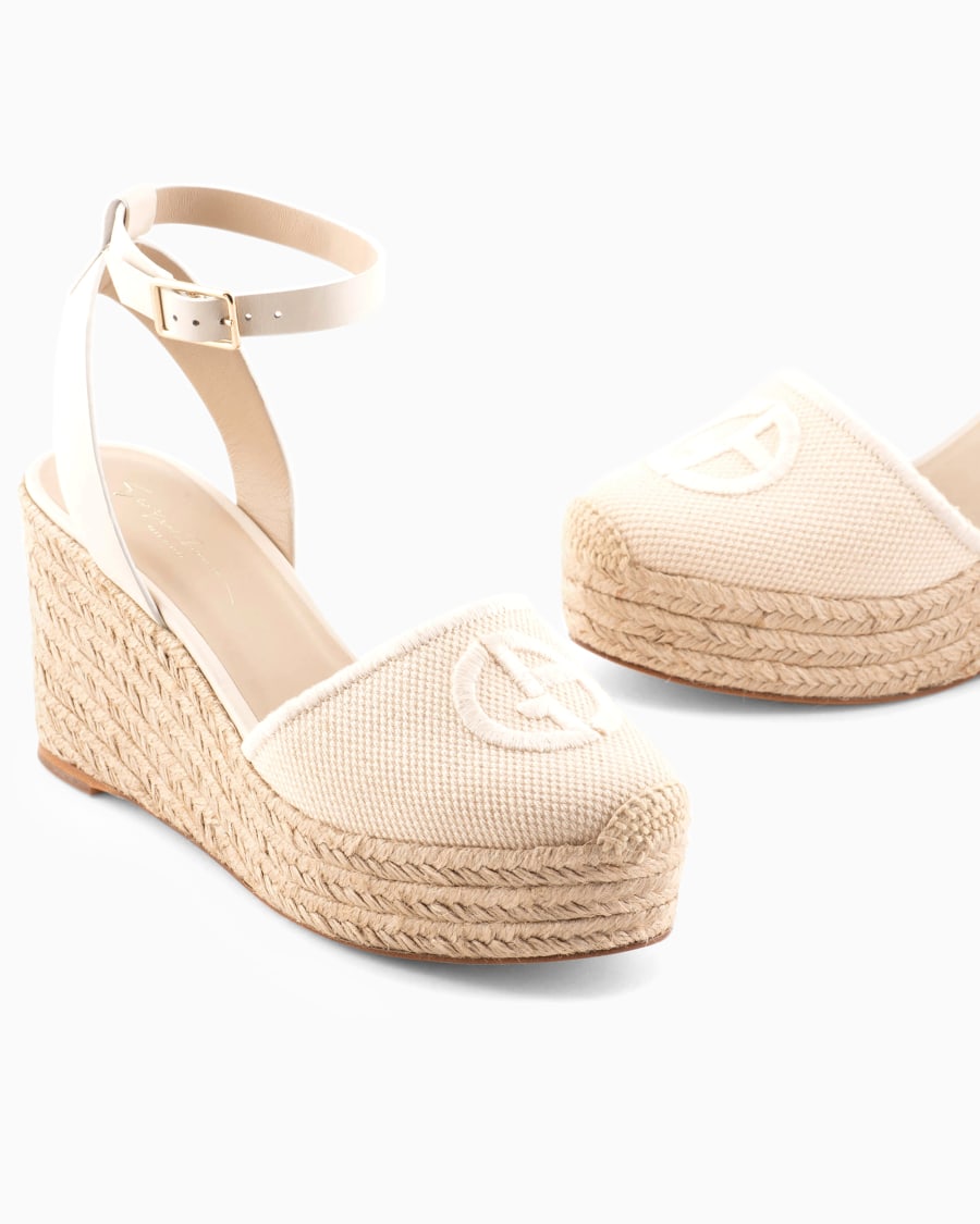 The world of armani ESPADRILLAS IN COTONE CON ZEPPA E LOGO RICAMATO Negozio online di fabbrica