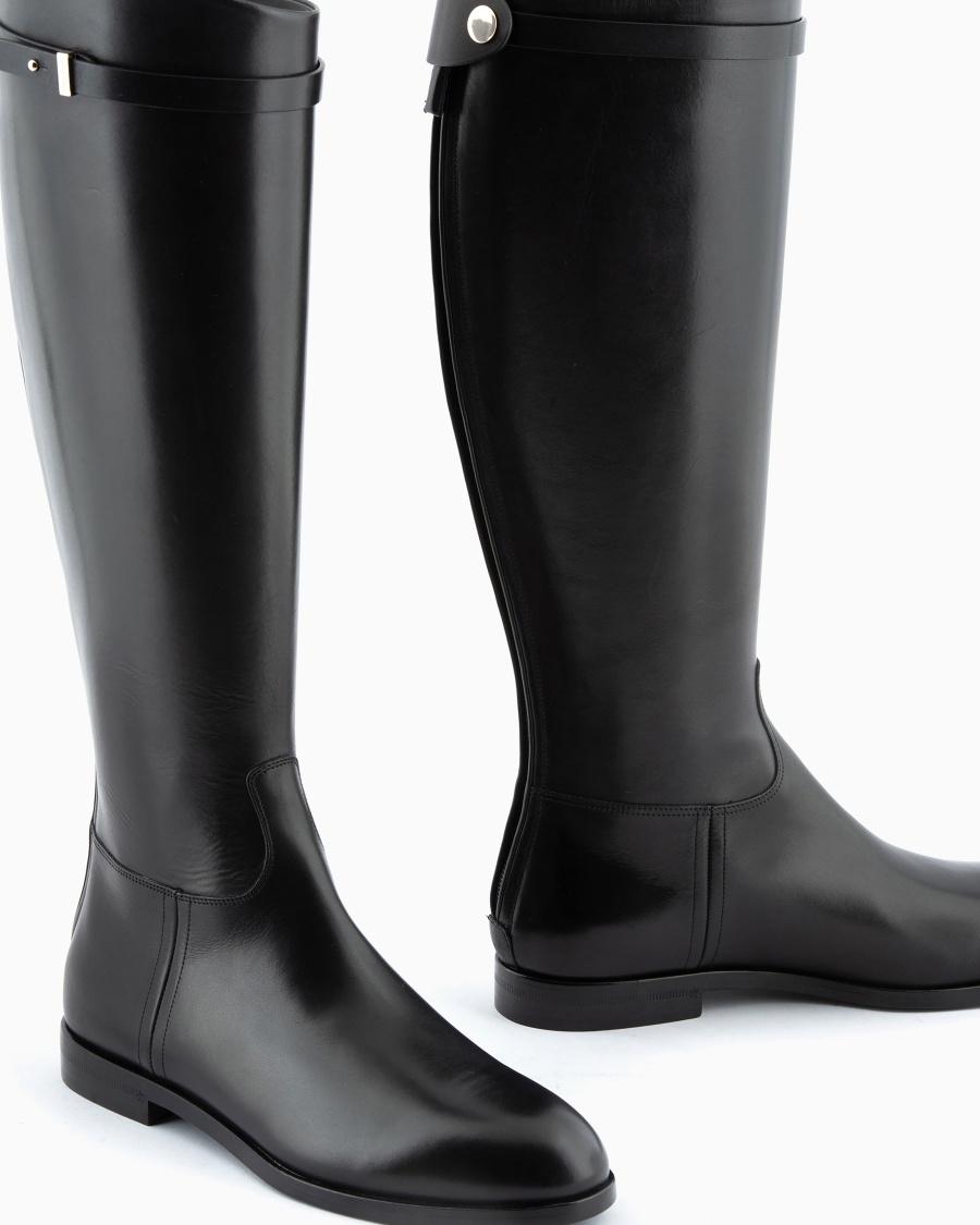The world of armani STIVALI IN PELLE CON CINTURINO Grande vendita