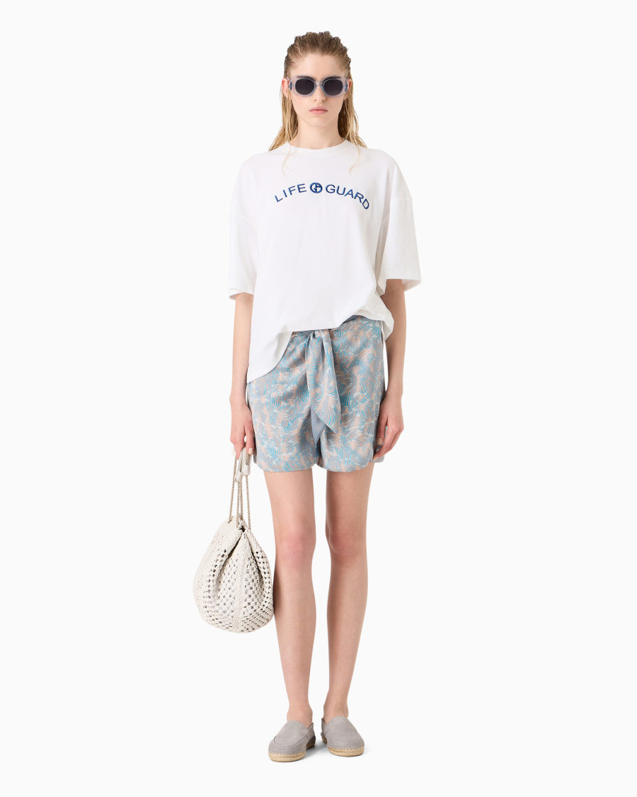 The world of armani T-SHIRT GIROCOLLO IN JERSEY DI COTONE E SETA Offerta esclusiva