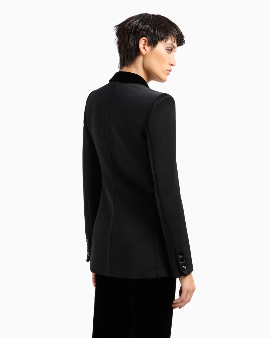 The world of armani GIACCA MONOPETTO IN JERSEY DOUBLE E VELLUTO CON RICAMI Vendite stagionali