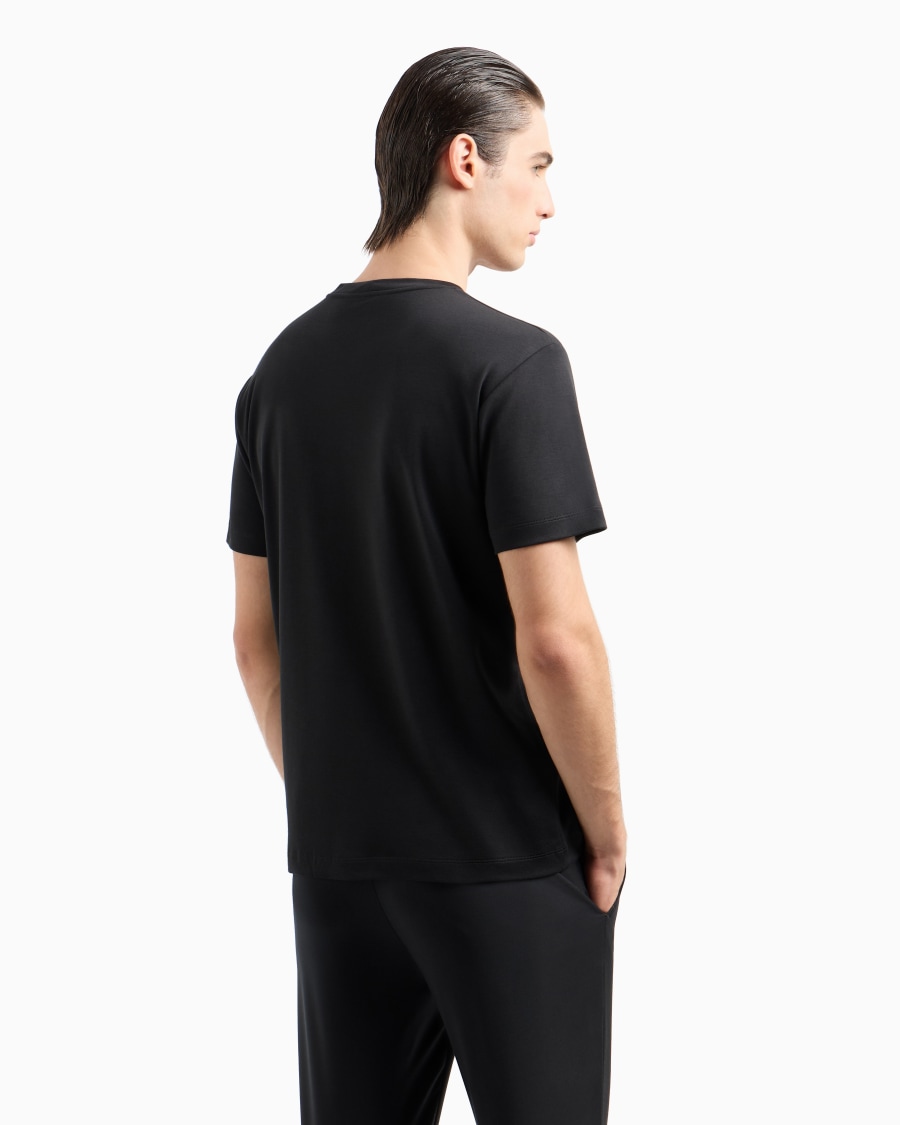 The world of armani T-SHIRT IN INTERLOCK DI PURO COTONE CON LOGO RICAMATO Offerta settimanale