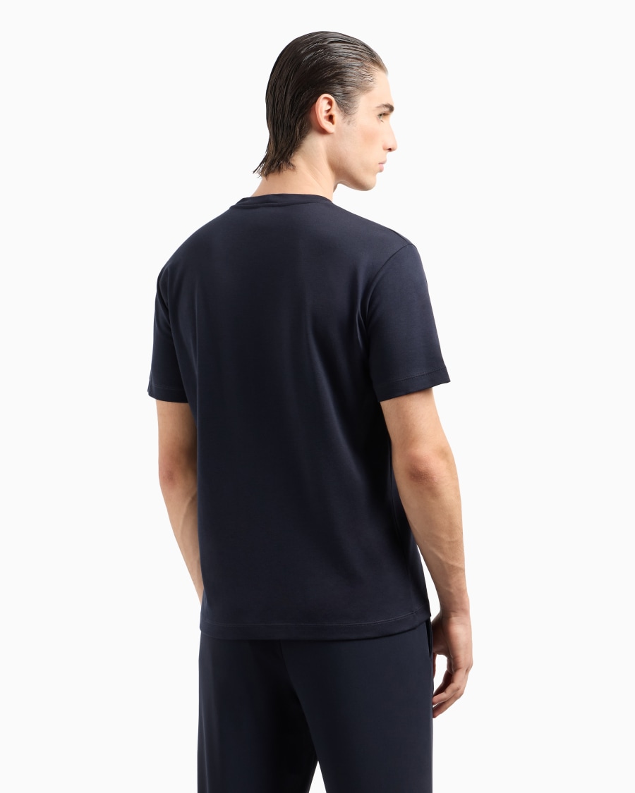 The world of armani T-SHIRT IN INTERLOCK DI PURO COTONE CON LOGO RICAMATO Ritorno libero