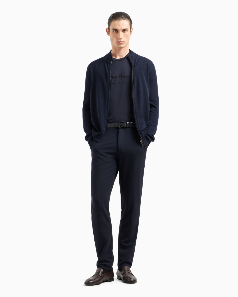 The world of armani T-SHIRT IN INTERLOCK DI PURO COTONE CON LOGO RICAMATO Ritorno libero