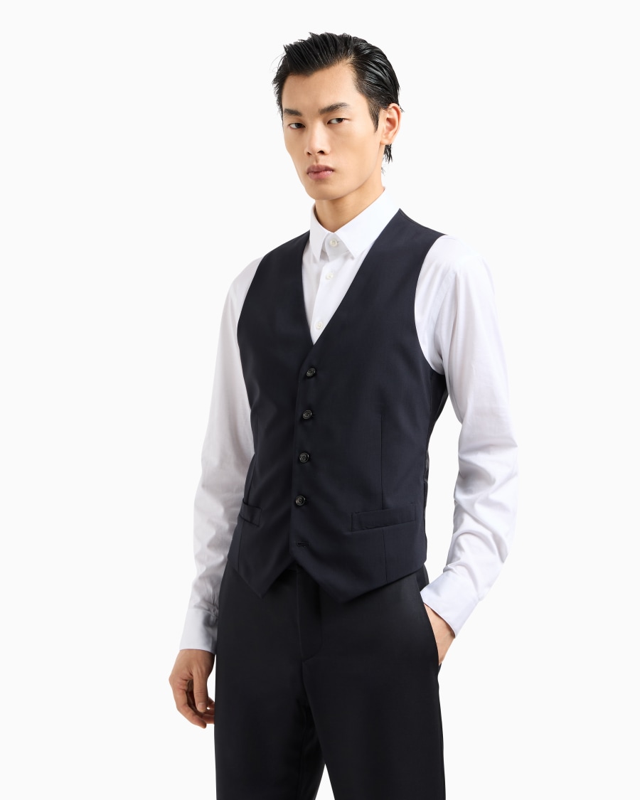 The world of armani GILET MONOPETTO IN LANA VERGINE Rilascio limitato