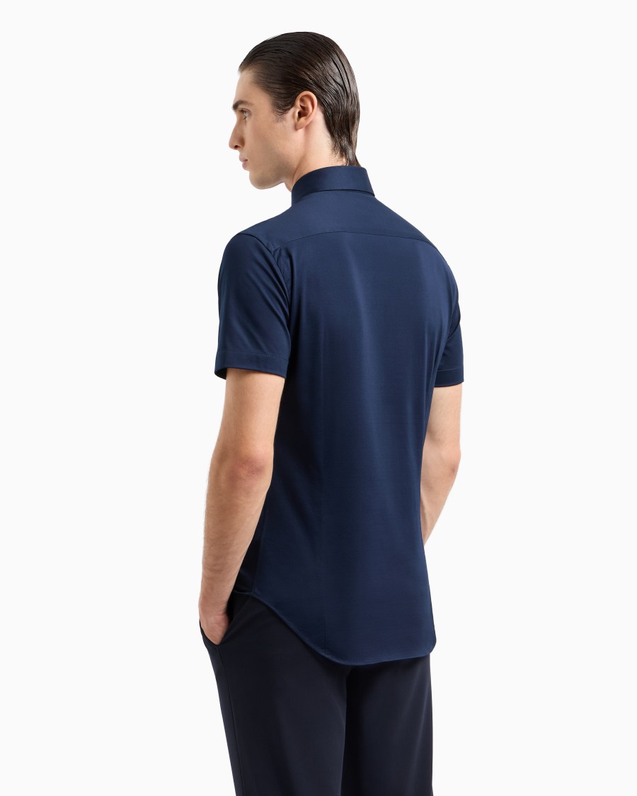 The world of armani CAMICIA A MANICHE CORTE IN JERSEY DI COTONE Sostegno trimestrale