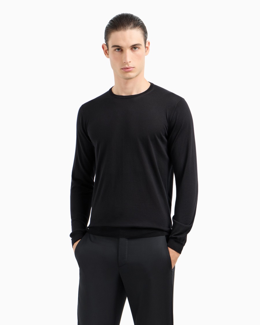 The world of armani MAGLIA GIROCOLLO A MANICA LUNGA IN SETA E COTONE Limitato a 3 giorni