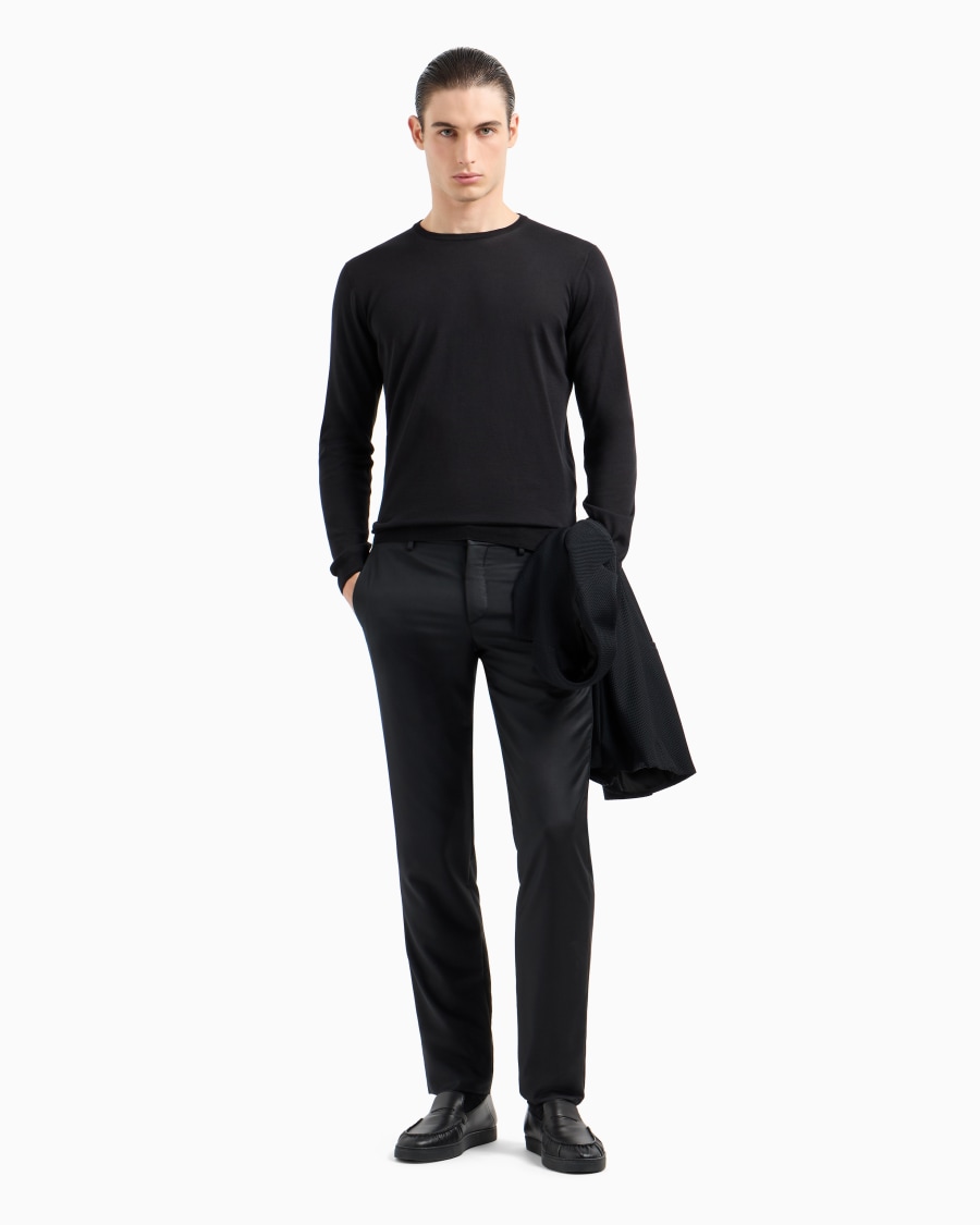 The world of armani MAGLIA GIROCOLLO A MANICA LUNGA IN SETA E COTONE Limitato a 3 giorni
