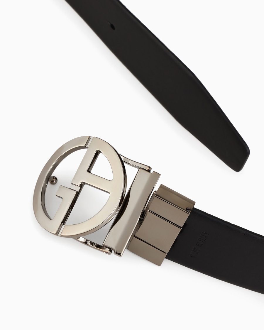 The world of armani CINTURA REVERSIBILE IN PELLE LISCIA E GRANATA In vendita