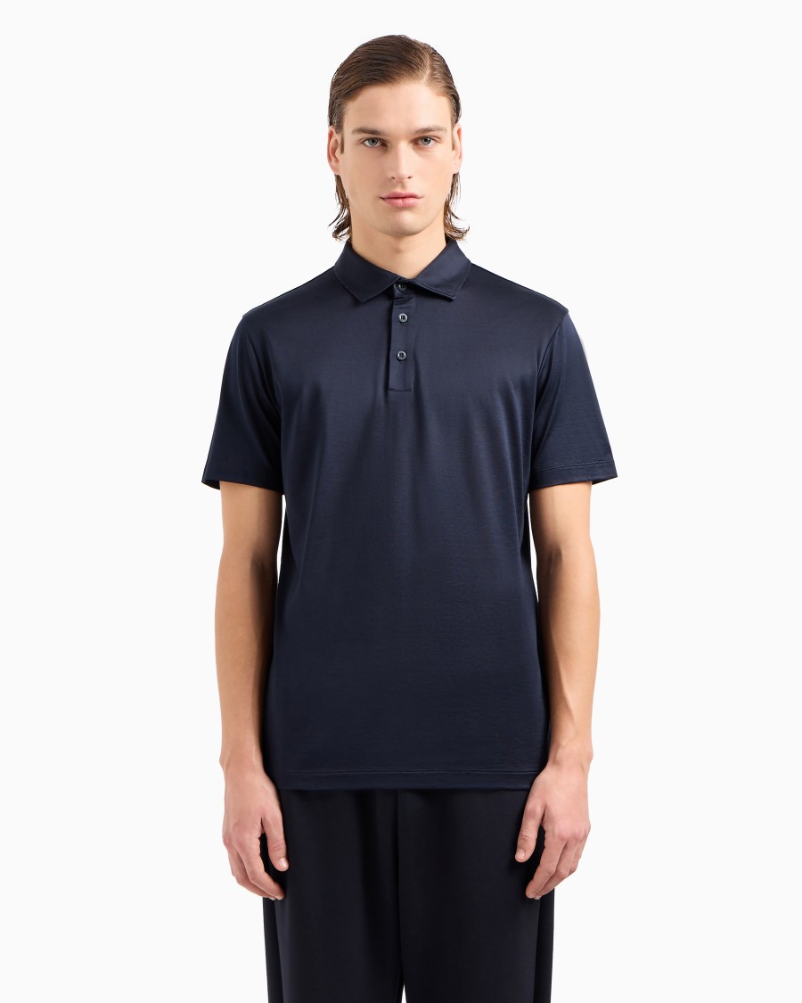The world of armani POLO IN JERSEY DI SETA E COTONE MELANGE Duty-free