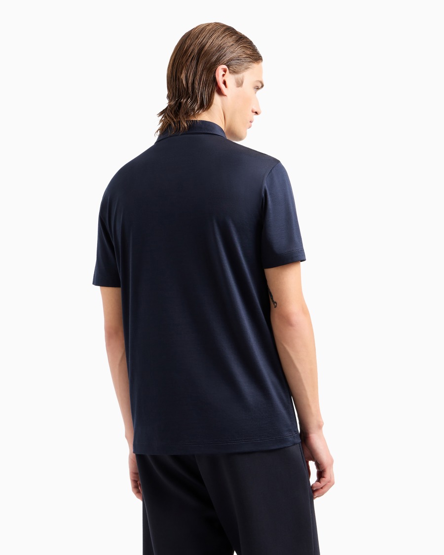 The world of armani POLO IN JERSEY DI SETA E COTONE MELANGE Duty-free