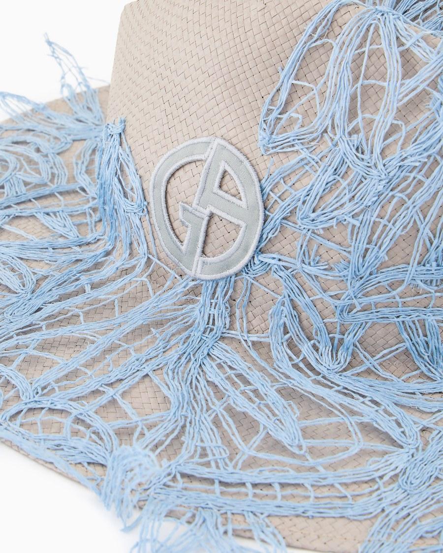 The world of armani CAPPELLO A TESA LARGA IN CARTA TESSILE CON RICAMI Pezzi Unici