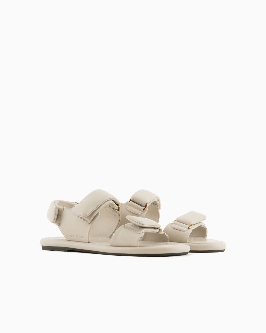 The world of armani SANDALI FLAT IN NAPPA IMBOTTITA Consegna Veloce