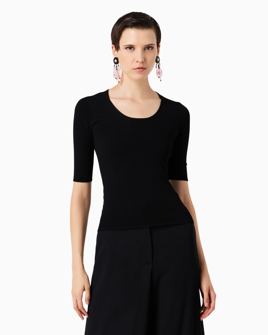 The world of armani MAGLIA GIROCOLLO IN MISTO VISCOSA E LANA JACQUARD Offerte