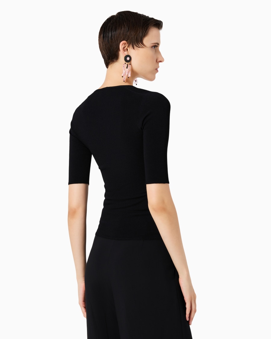 The world of armani MAGLIA GIROCOLLO IN MISTO VISCOSA E LANA JACQUARD Offerte