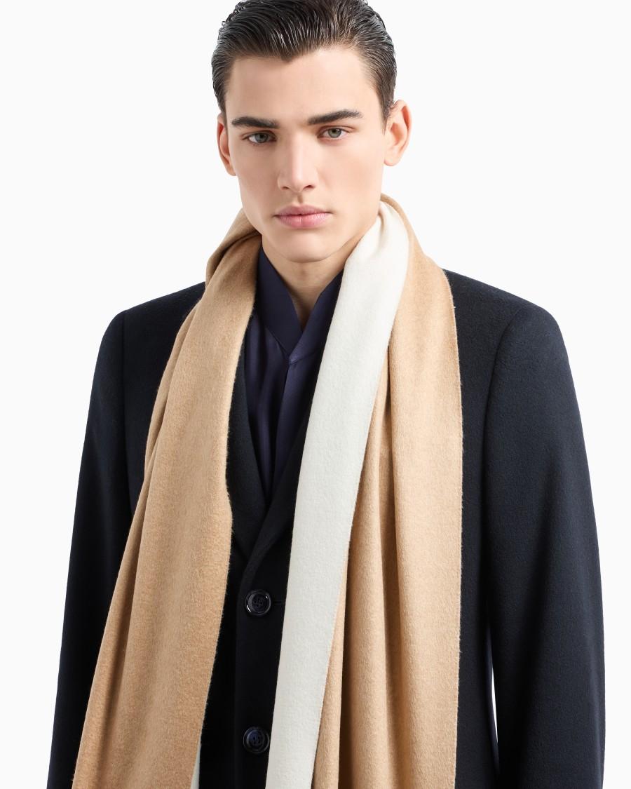 The world of armani SCIARPA BICOLORE IN LANA E SETA In Saldo