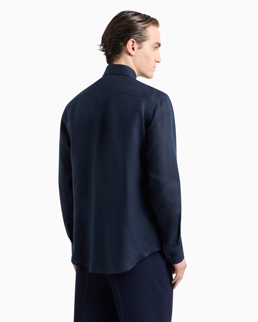The world of armani CAMICIA REGULAR FIT IN LINO Spedizione gratuita
