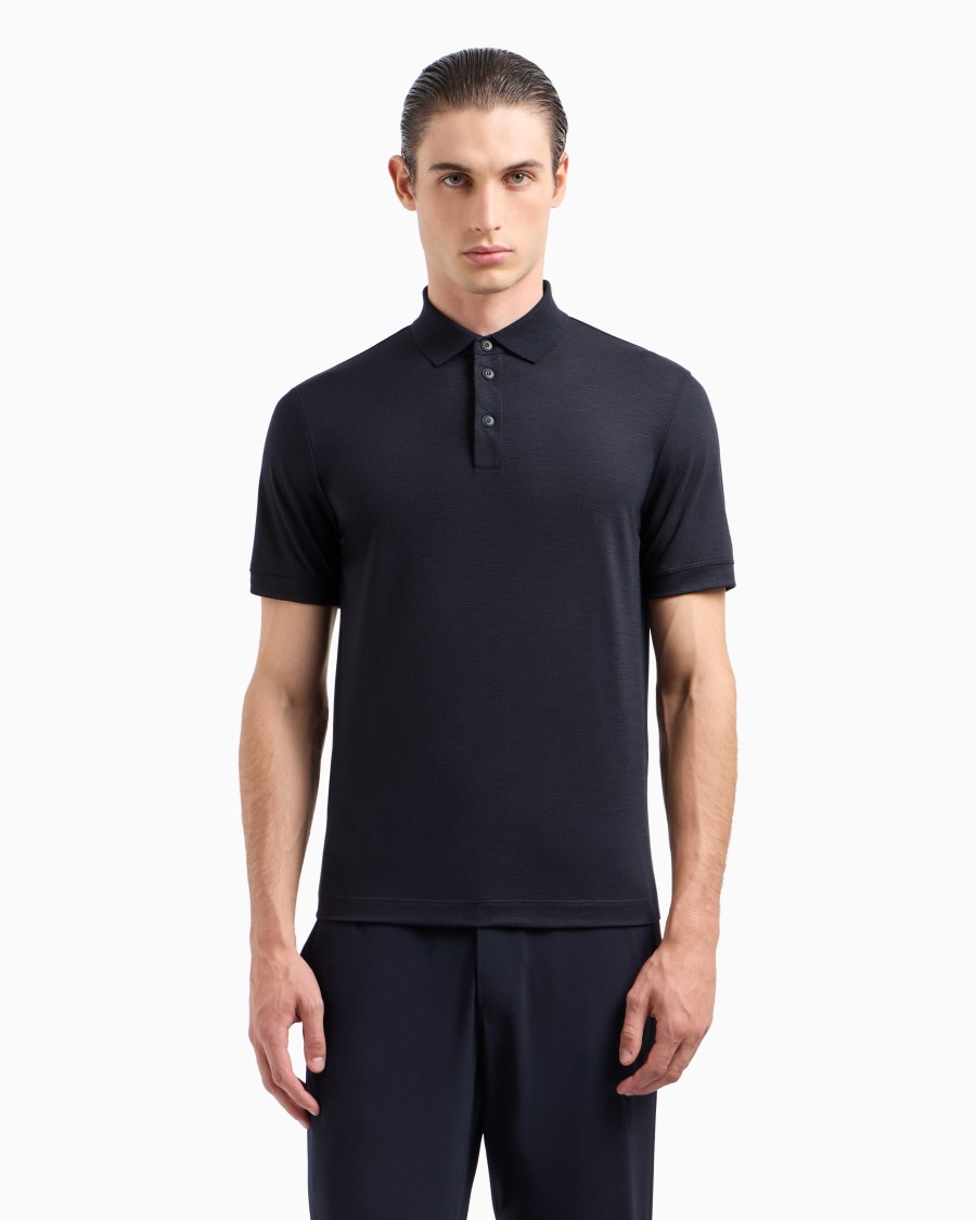 The world of armani POLO IN PIQUET DI PURA LANA VERGINE Grande vendita