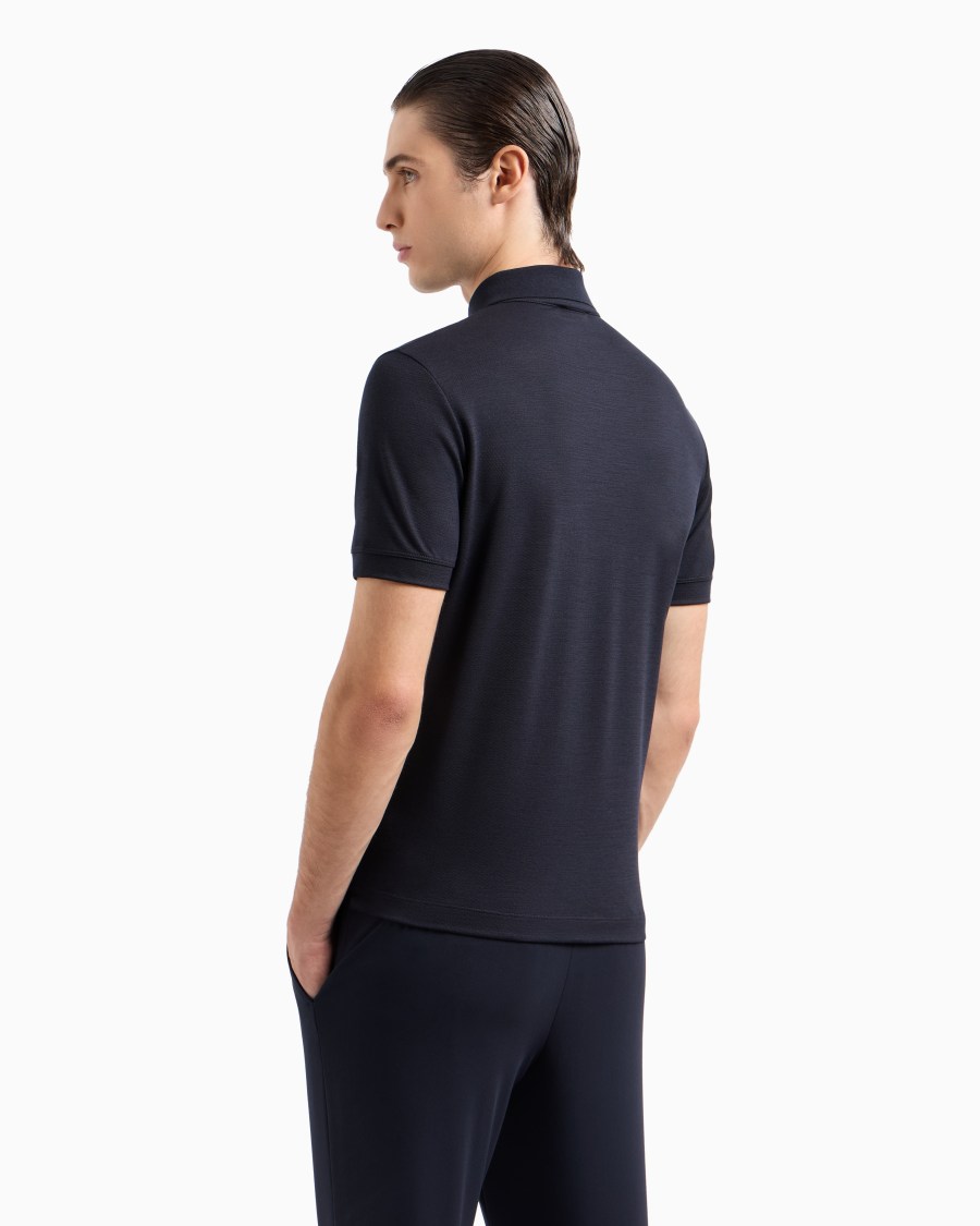 The world of armani POLO IN PIQUET DI PURA LANA VERGINE Grande vendita