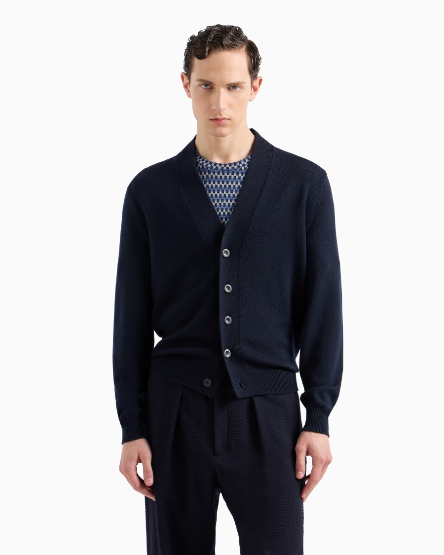 The world of armani CARDIGAN CON BOTTONI IN LANA VERGINE Black Friday