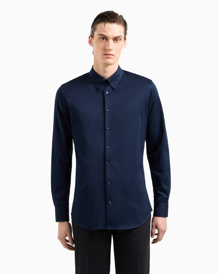 The world of armani CAMICIA SLIM FIT ICON IN JERSEY DI COTONE Offerta natalizia