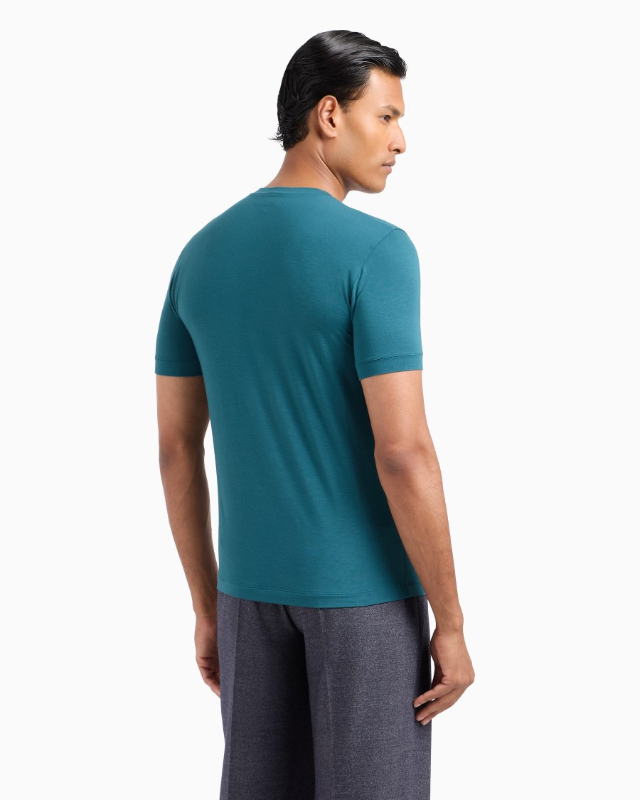 The world of armani T-SHIRT GIROCOLLO A MANICHE CORTE IN JERSEY DI VISCOSA STRETCH Smaltimento dello stoccaggio