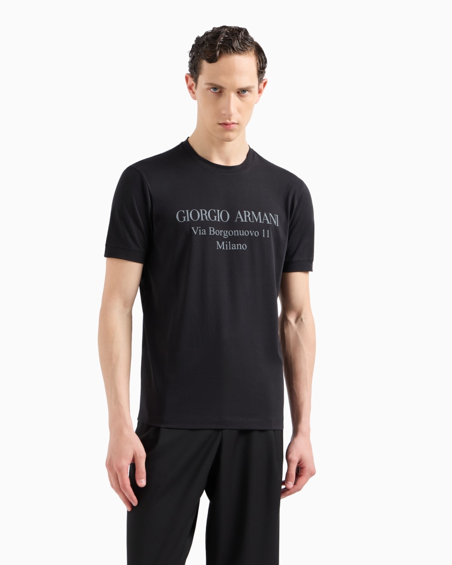 The world of armani T-SHIRT GIROCOLLO BORGONUOVO 11 IN JERSEY DI COTONE PIMA Offerte esclusive