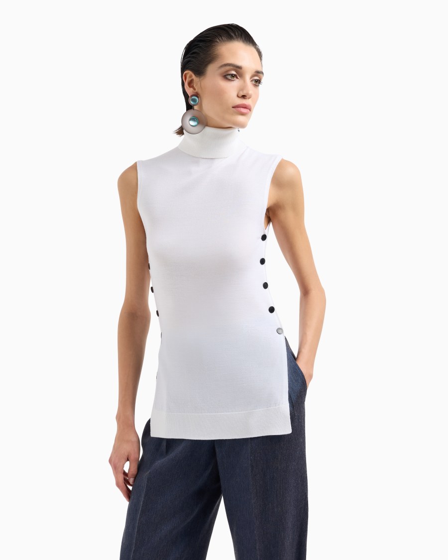 The world of armani TOP CON COLLO A LUPETTO IN LANA VERGINE Comprane uno, ottenene uno gratis