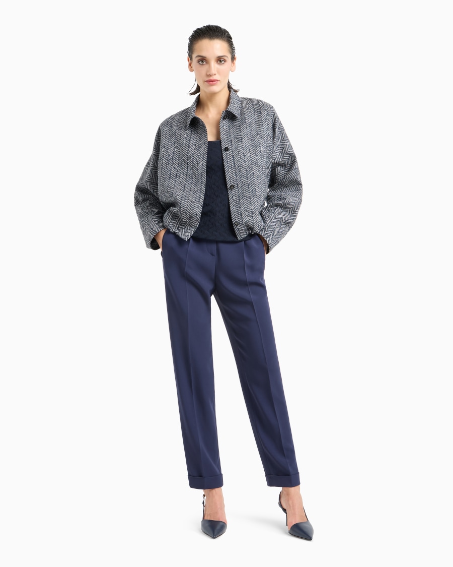 The world of armani MAGLIA GIROCOLLO IN JERSEY DI VISCOSA E CASHMERE JACQUARD ASV Sconti VIP