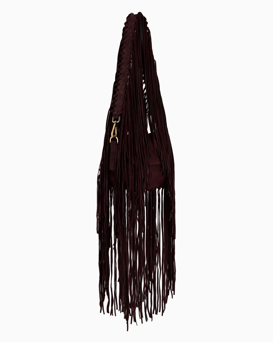 The world of armani BORSA LA PRIMA IN PELLE SCAMOSCIATA CON FRANGE Prezzo basso