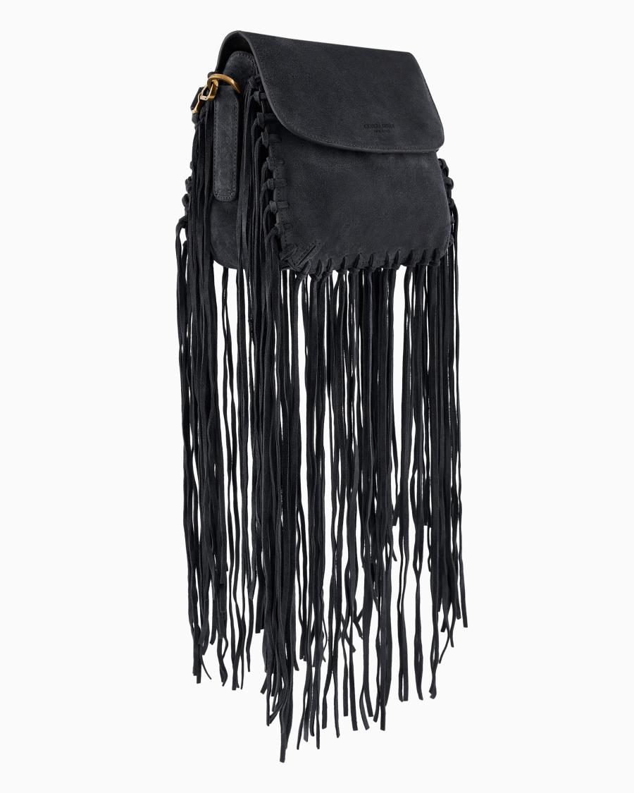 The world of armani BORSA LA PRIMA IN PELLE SCAMOSCIATA CON FRANGE Super Saving Price