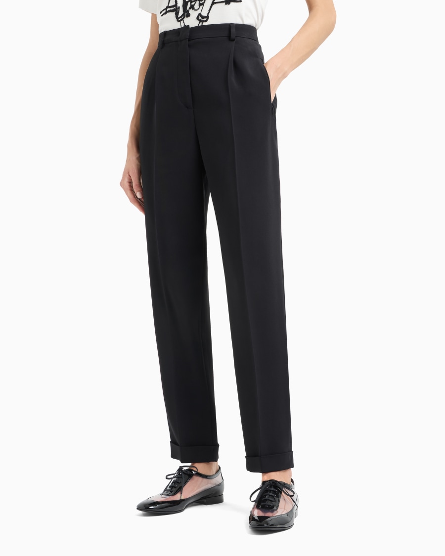 The world of armani PANTALONI DRITTI A UNA PINCE IN CADY DI VISCOSA Rilascio limitato