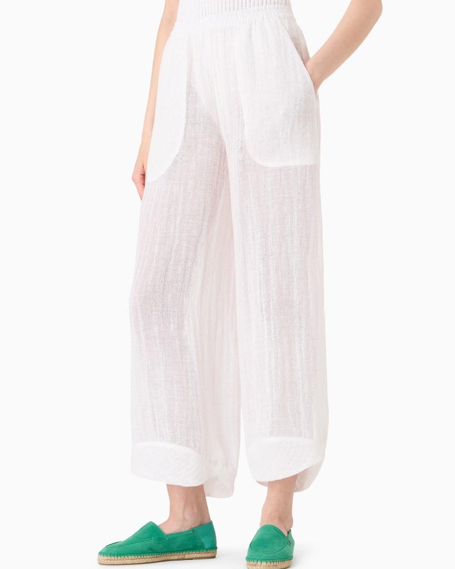 The world of armani PANTALONI AMPI IN MISTO LINO ACQUISTA ORA
