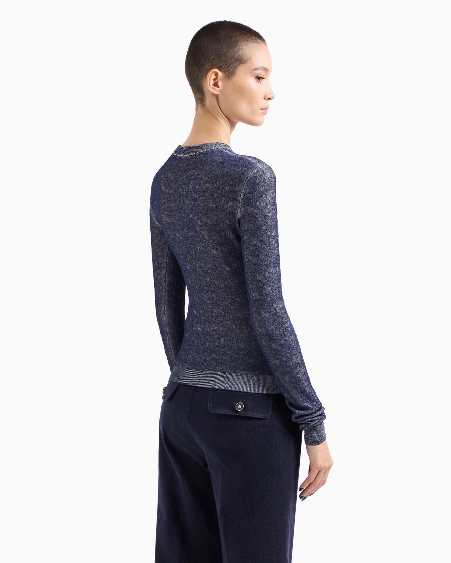 The world of armani DENIM COLLECTION MAGLIA GIROCOLLO IN MISTO VISCOSA GOFFRATA Enormi sconti