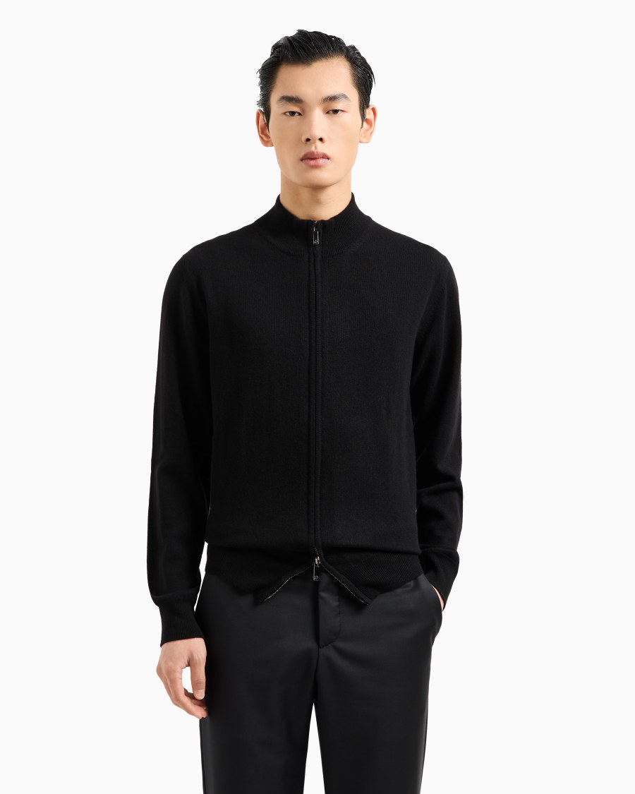 The world of armani CARDIGAN CON ZIP IN CASHMERE Black Friday Prezzi