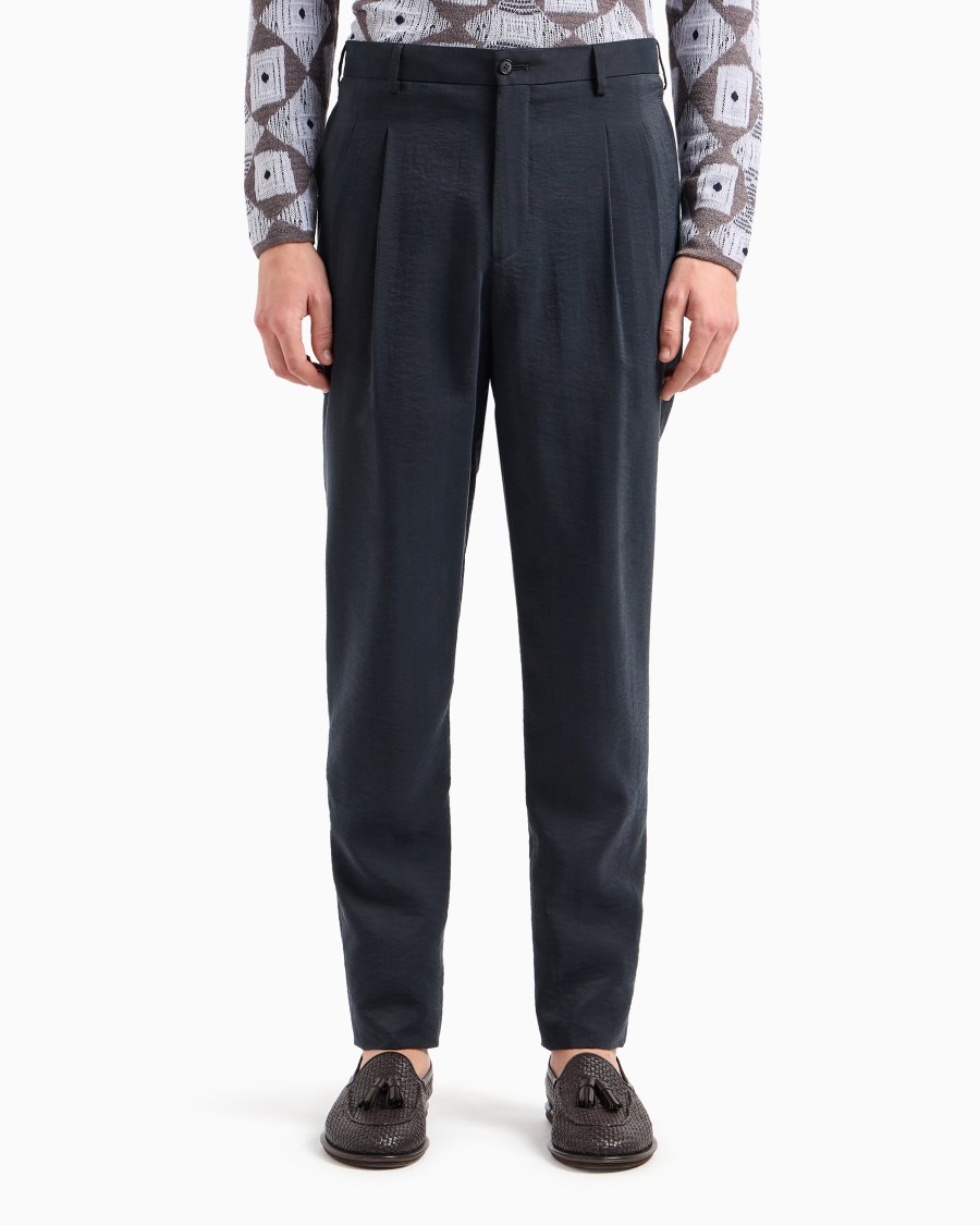 The world of armani PANTALONI A DUE PINCES IN TWILL MISTO SETA Duty-free