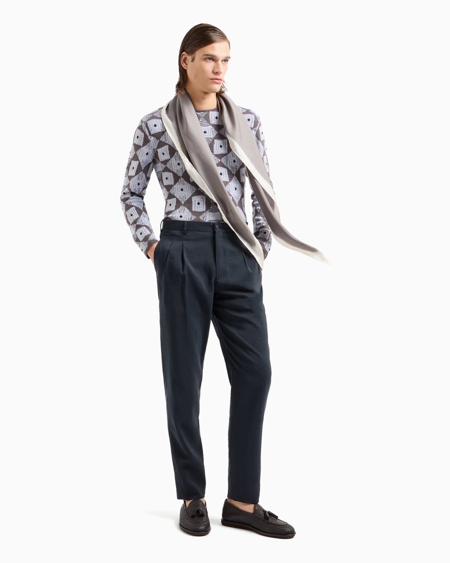 The world of armani PANTALONI A DUE PINCES IN TWILL MISTO SETA Duty-free