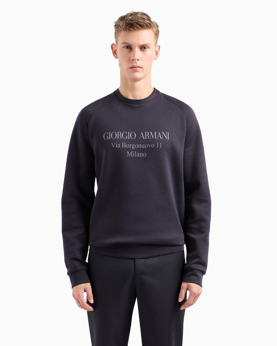The world of armani FELPA BORGONUOVO 11 IN DOPPIO JERSEY DI COTONE Sconti questo mese