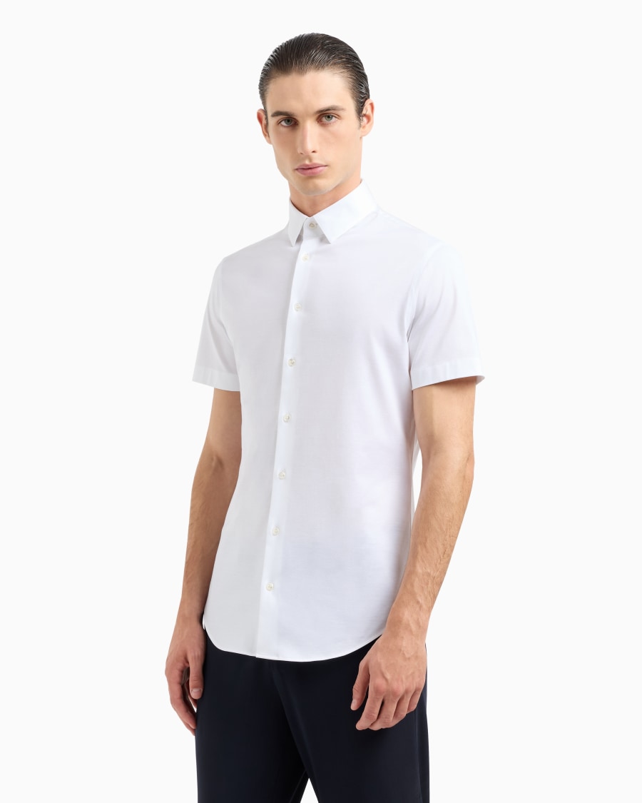 The world of armani CAMICIA A MANICHE CORTE IN JERSEY DI COTONE 2025