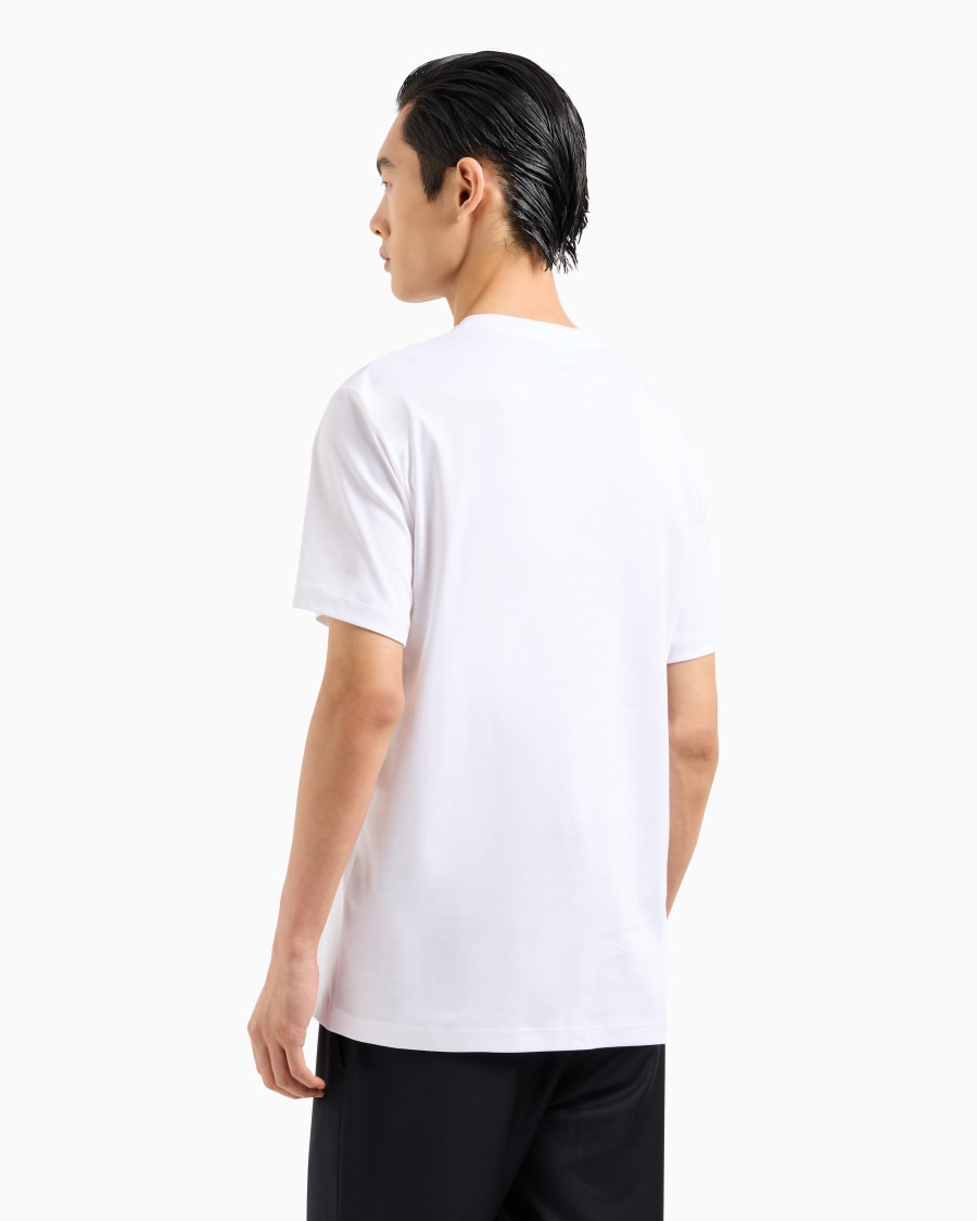 The world of armani T-SHIRT IN INTERLOCK DI COTONE CON LOGO RICAMATO In Linea