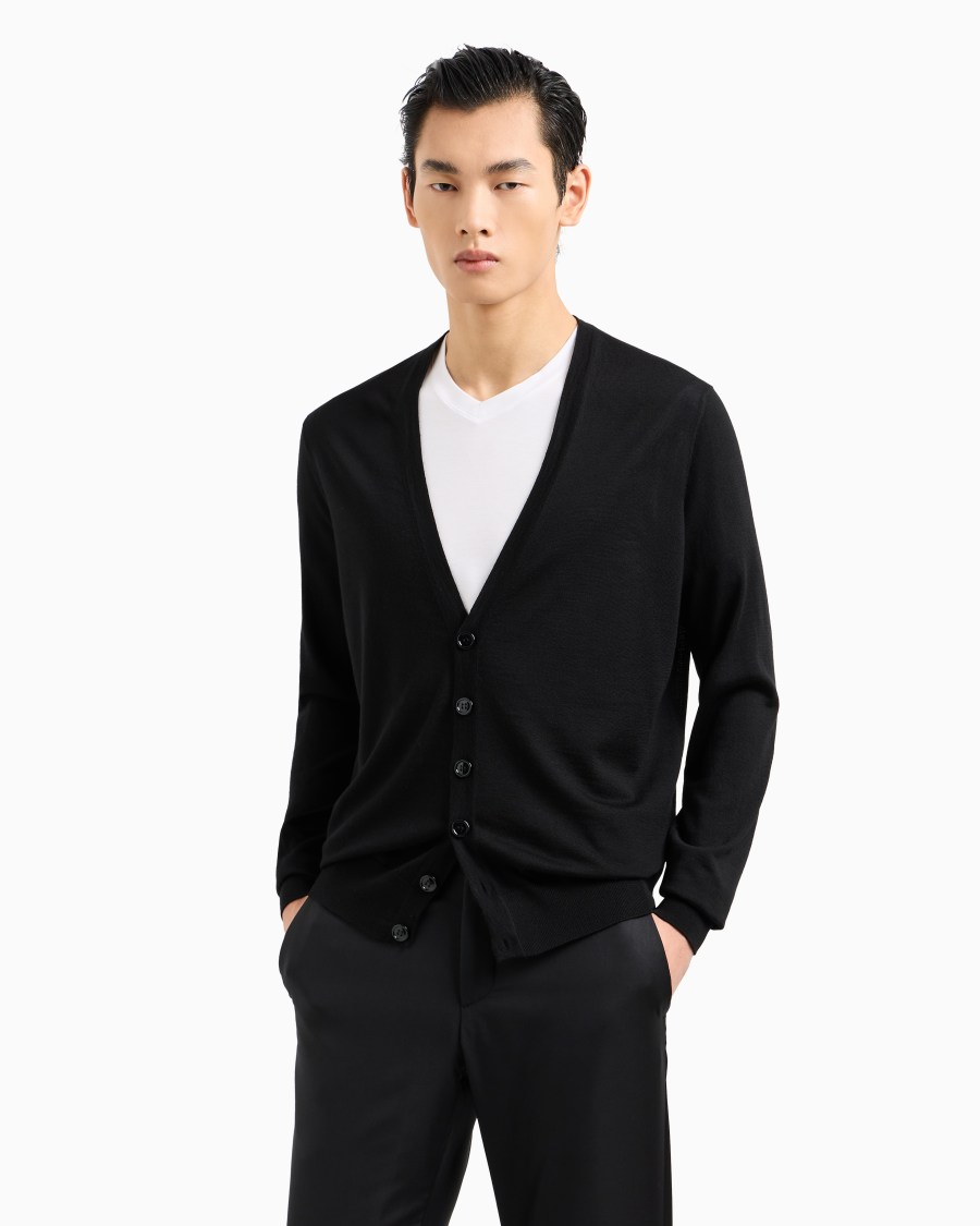 The world of armani CARDIGAN CON BOTTONI IN LANA VERGINE Qualità Garantita