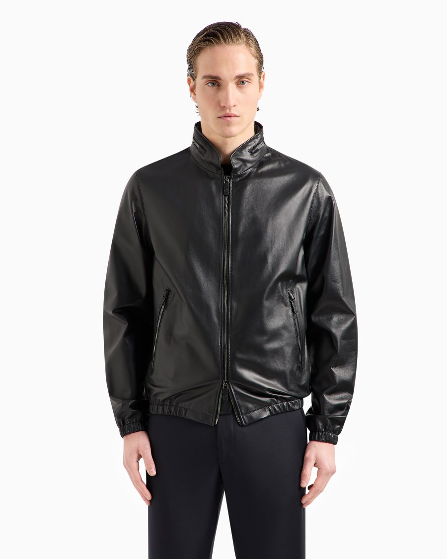 The world of armani BLOUSON IN NAPPA CON ZIP Consegna Veloce