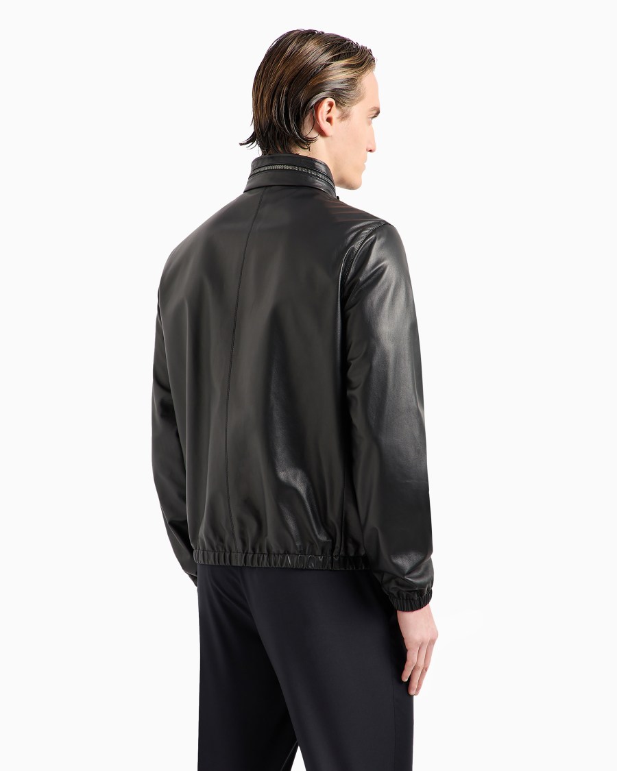 The world of armani BLOUSON IN NAPPA CON ZIP Consegna Veloce