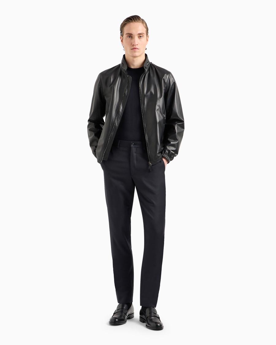 The world of armani BLOUSON IN NAPPA CON ZIP Consegna Veloce