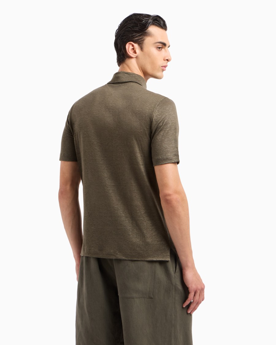 The world of armani POLO A MANICHE CORTE IN JERSEY DI PURO LINO Sottocosto